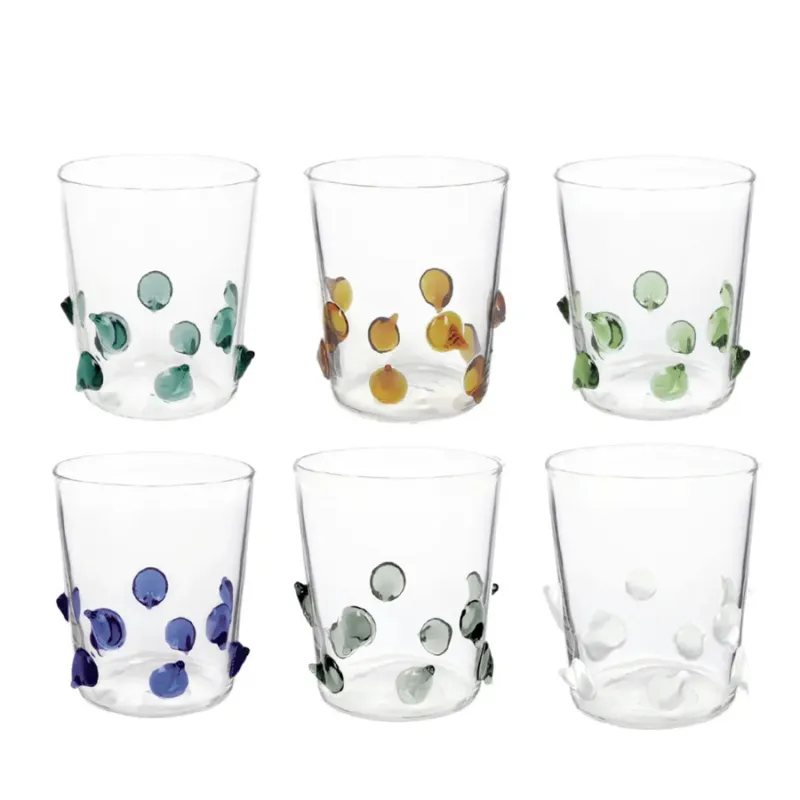 Professionale BRANDANI Set 6 bicchieri in vetro borosilicato “Ginevrine” assortiti – ø 9 x 10 cm