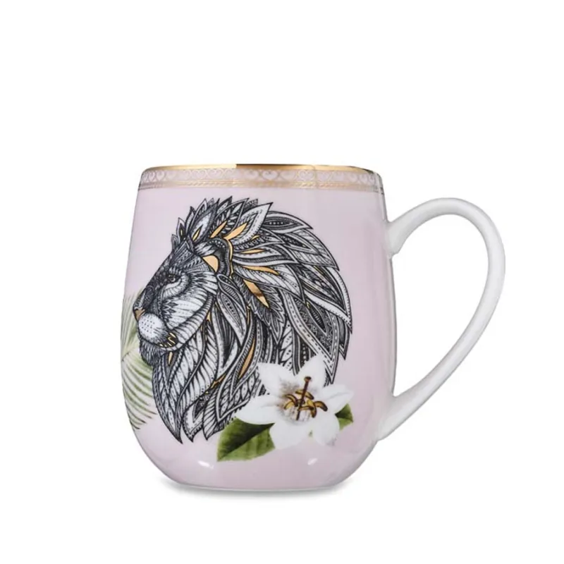 Consegna Rapida HENRIETTE Mug in porcellana “Leone” collezione Animalier – 12 x 9 x h 10 cm