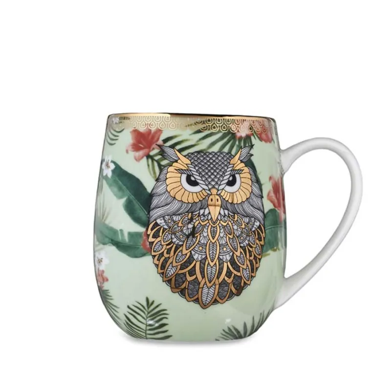 HENRIETTE Mug in porcellana “Gufo” collezione Animalier – 12 x 9 x h 10 cm Di Tendenza
