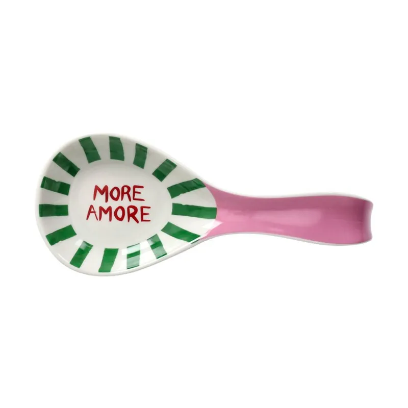 Poggia mestolo verde e rosa “Viva L’Italia – More Amore” Linea New Milk & Coffee – 23 cm Scelto Dai Clienti