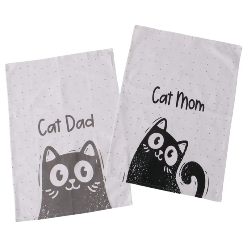 Spedito Oggi Set 2 canovacci Mollie “Cat Mom” o “Cat Dad”- 50 x 70 cm