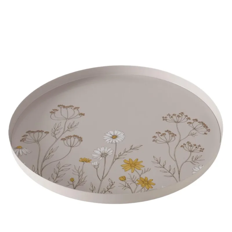 Saldi Vassoio “Meadow” in metallo con fiorellini decorati – ⌀ 40 cm