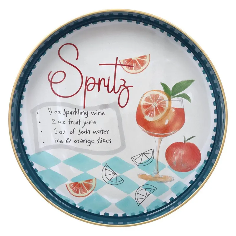 Bestseller Vassoio tondo in polipropilene azzurro “Summer Time – Spritz” Linea Serving – ⌀ 38 cm