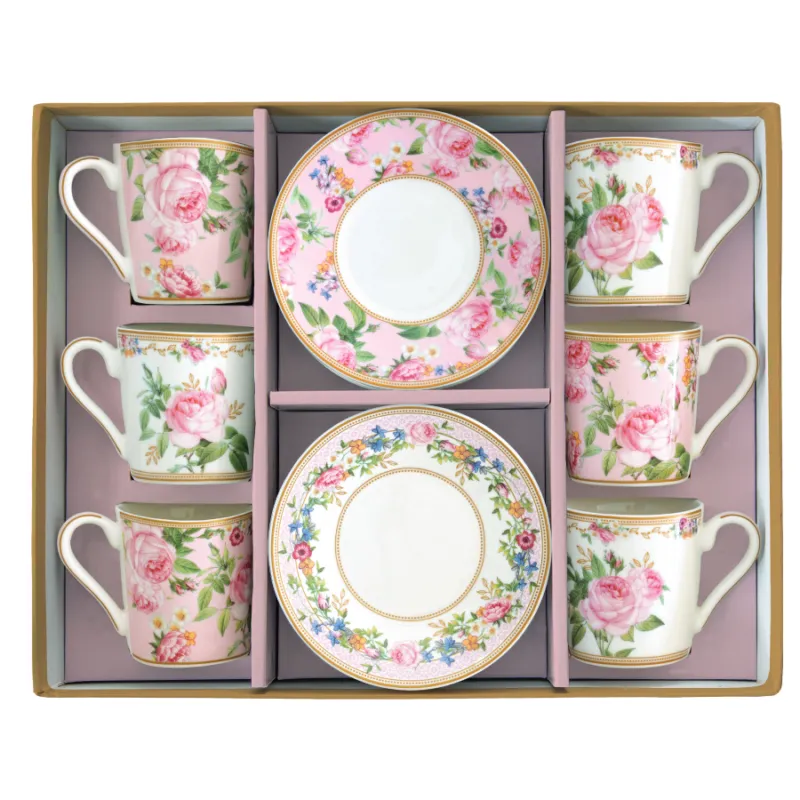 Vendita Finale EASY LIFE Set 6 tazzine espresso “Chant des roses” con piattini – 100 ml