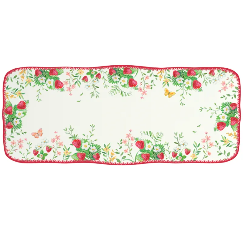 EASY LIFE Vassoio in porcellana da portata “Jardin des Fraises” – 36 x 15 cm Soddisfatti O Rimborsati