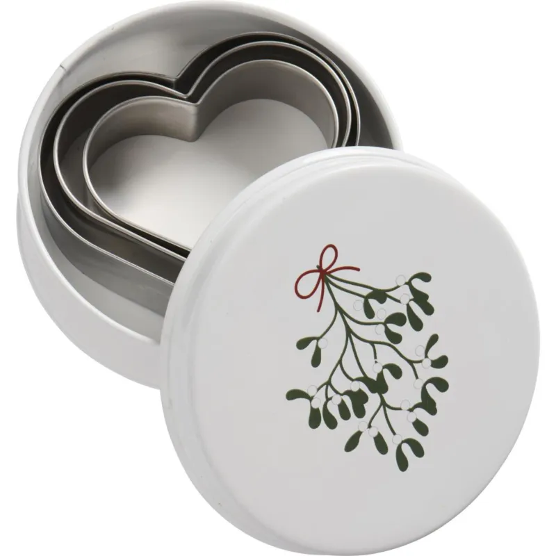 IBLAURSEN Barattolo tondo con 3 formine biscotti “Cuore” – ⌀ 12 x h 3,5 cm Ultime Pezzi