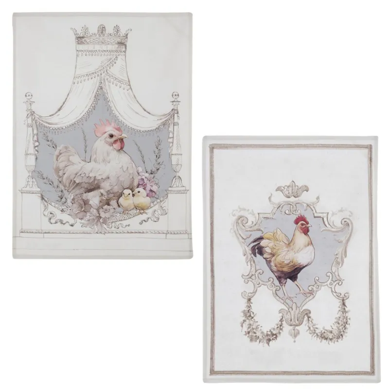 BLANC MARICLO’ Canovaccio in cotone “Gallo o gallina con pulcini” assortito – 50 x 70 cm Sconto