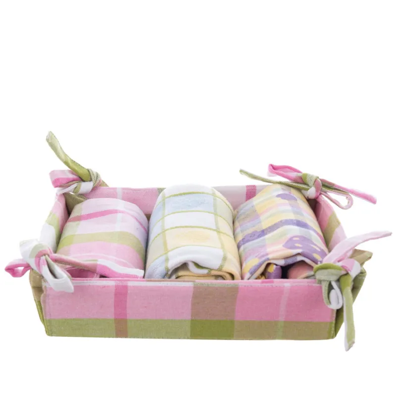 BLANC MARICLO’ Cestino in cotone multicolor con 3 strofinacci coordinati – 50 x 70 cm Promozione