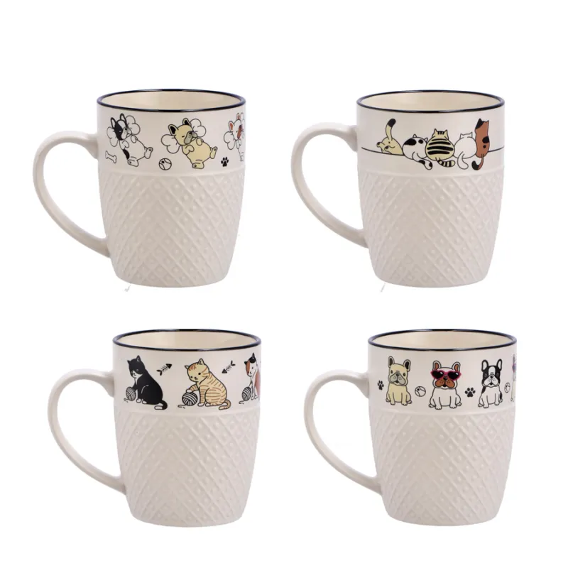 Mug in porcellana con decoro “Gattini e Cagnolini” assortita – ⌀ 9 x h 11 cm A Buon Prezzo