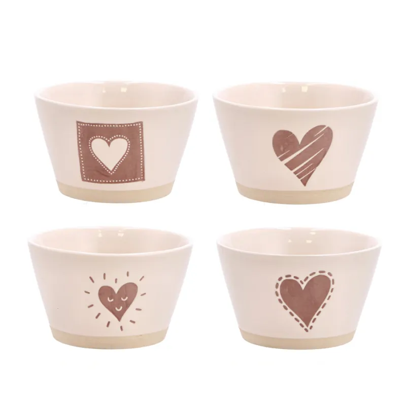 Ciotola in ceramica “Nara” con decoro cuore assortita – ⌀ 14 x h 8 cm Nuovo Arrivo