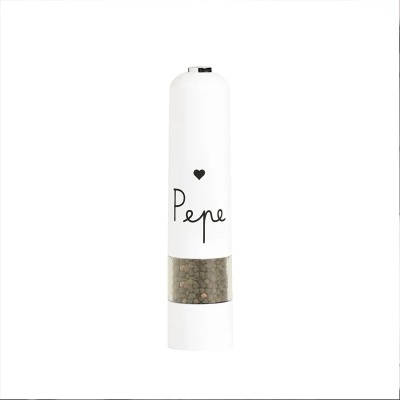 Bestseller SIMPLE DAY Macinapepe elettrico bianco “Pepe cuore” – ⌀ 5,2 x h 22 cm