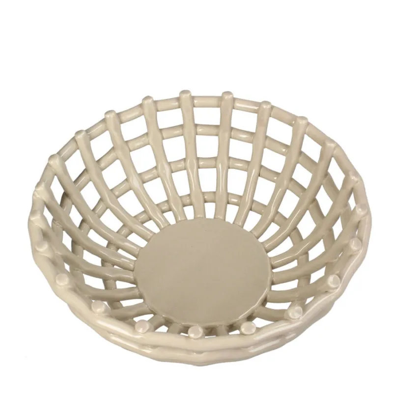 Offerta Lampo KERSTEN Cestino portafrutta in ceramica color avorio – 24 x 24 x 10 cm