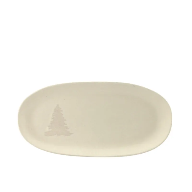 Soddisfatti O Rimborsati HOME SOCIETY Piattino in ceramica bianca “Pino” – 20,5 x 1,8 x 10 cm