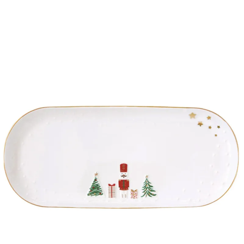 A Buon Prezzo EASY LIFE Vassoio natalizio in porcellana “Let it Snow” – 34 x 15 cm
