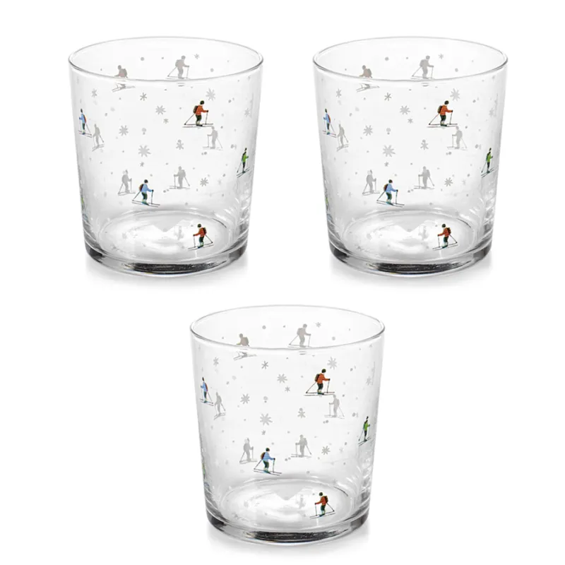 H&H Set 3 bicchieri vetro “Retro Skiers” – 35 cl Prezzo Basso