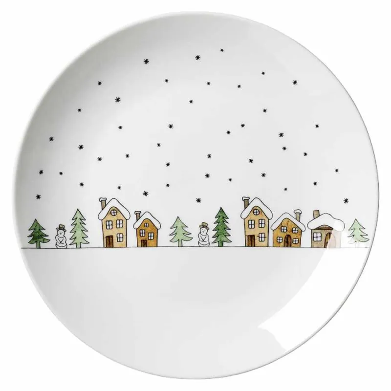 Piatto in porcellana villaggio invernale “Winterdorf” – ⌀ 21 cm Reso Gratuito