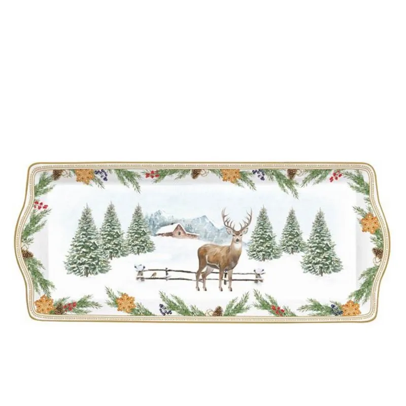 Ultime Pezzi EASY LIFE Vassoio in porcellana “White Forest” – 35 x h 15 cm