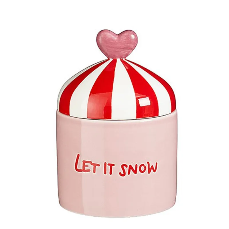 EDELMAN Barattolo in ceramica rosa “Let it snow” – ⌀ 14 x h 20,5 cm Vendita Finale