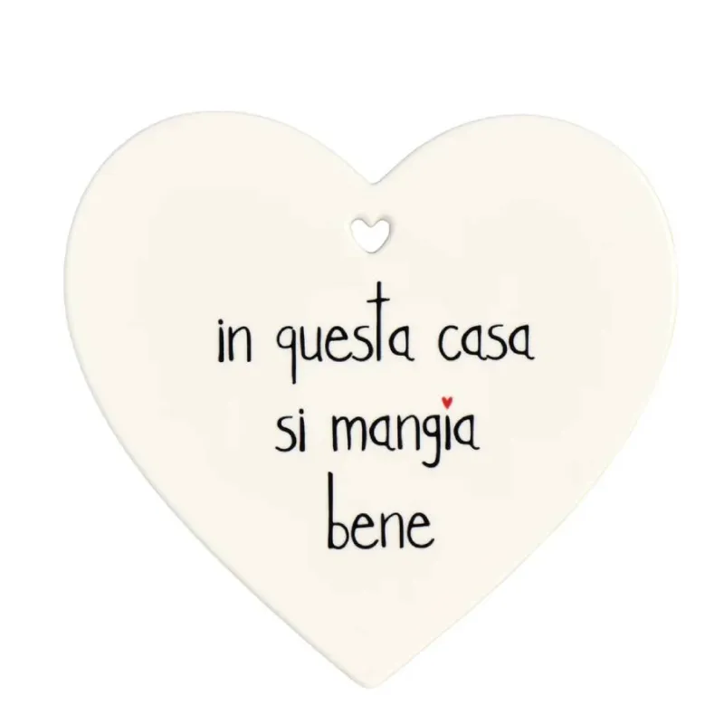 SIMPLE DAY Sottopentola in gres a cuore “In questa casa si mangia bene” – 21 x 20 cm Miglior Prezzo