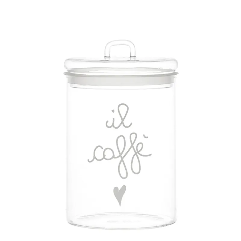 SIMPLE DAY Barattolo ermetico in vetro borosilicato decoro “Il caffè” – ⌀ 12 x h 20 cm Ultima Occasione