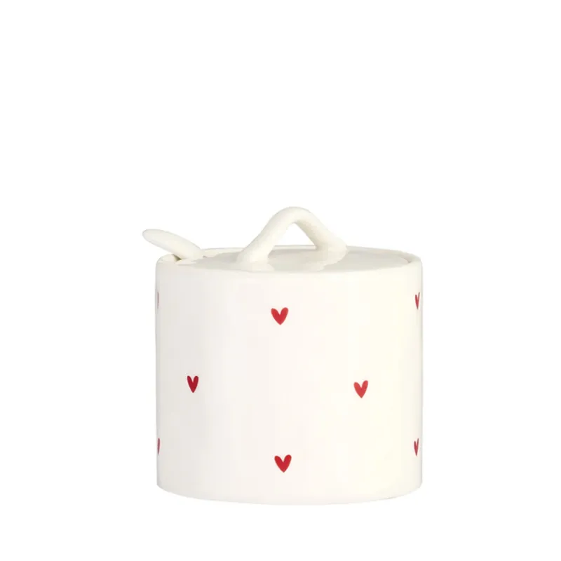 SIMPLE DAY Zuccheriera in gres “Tappezzeria cuori” – ⌀ 8 x h 9 cm Promozione