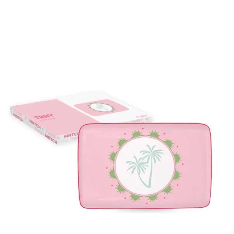 EASY LIFE Vassoio ovale in ceramica rosa Palme “Twist & Match Aquamarine-Pink” – 22 x 14 cm Più Venduto